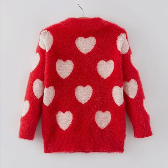 NEW Girls Valentines Hearts Pullover Sweater - Picture 2 of 5